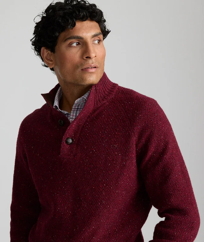 Button-Neck Donegal Sweater