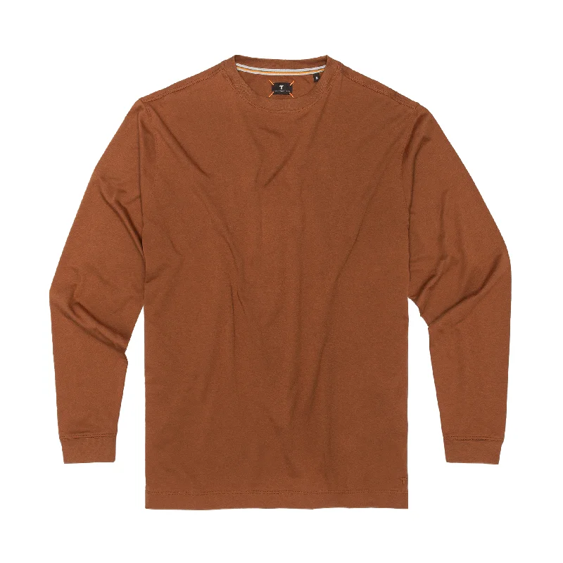 Long Sleeve Crew Neck Peruvian Cotton Tee Shirt in Brick by Left Coast Tee