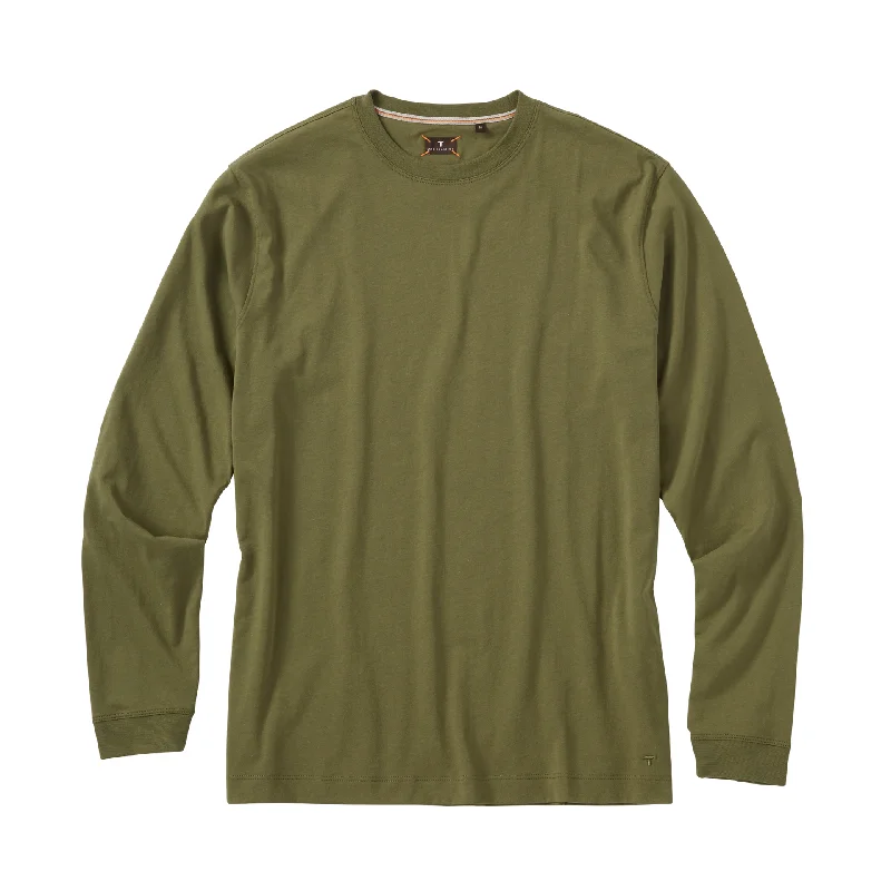 Long Sleeve Crew Neck Peruvian Cotton Tee Shirt in Olive by Left Coast Tee