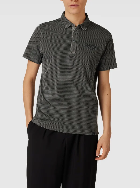 Men's Striped Polo Shirt,Dark Grey