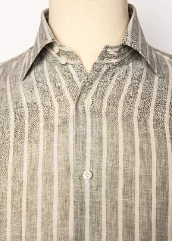 Classic Shirt in Sage w/White Stripes