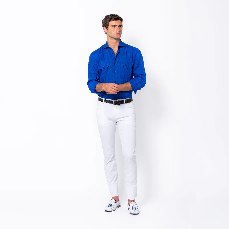 Linen Work Shirt in Cobalt