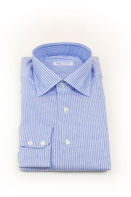 James Double Button Collar in Dark Blue Stripe