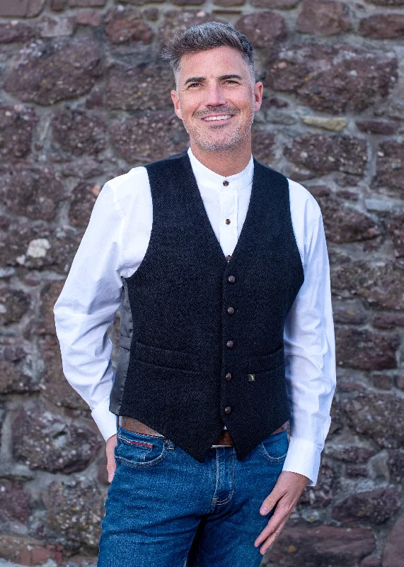 Donegal Tweed Black Waistcoat - Hatman