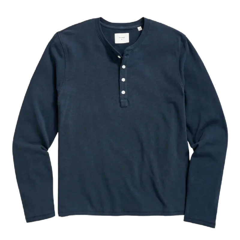 Long Sleeve Organic Cotton Henley - Carbon Blue