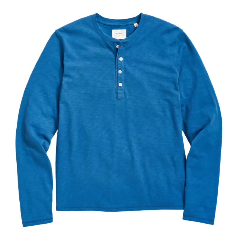 Long Sleeve Organic Cotton Henley - Lagoon Blue