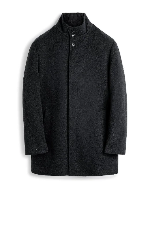 MONT-ROYAL BLACK WOOL & CASHMERE CAR COAT