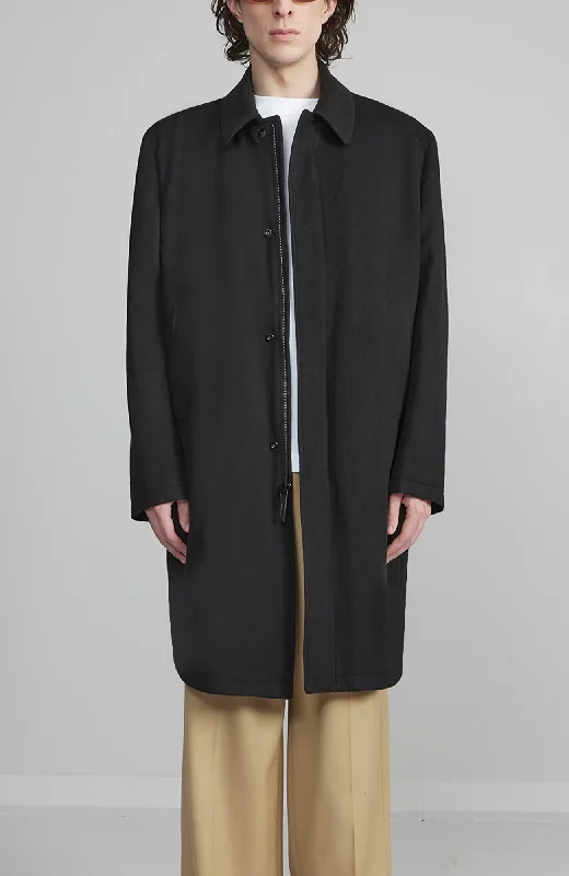 NOAH BLACK WOOL & CASHMERE TOPCOAT