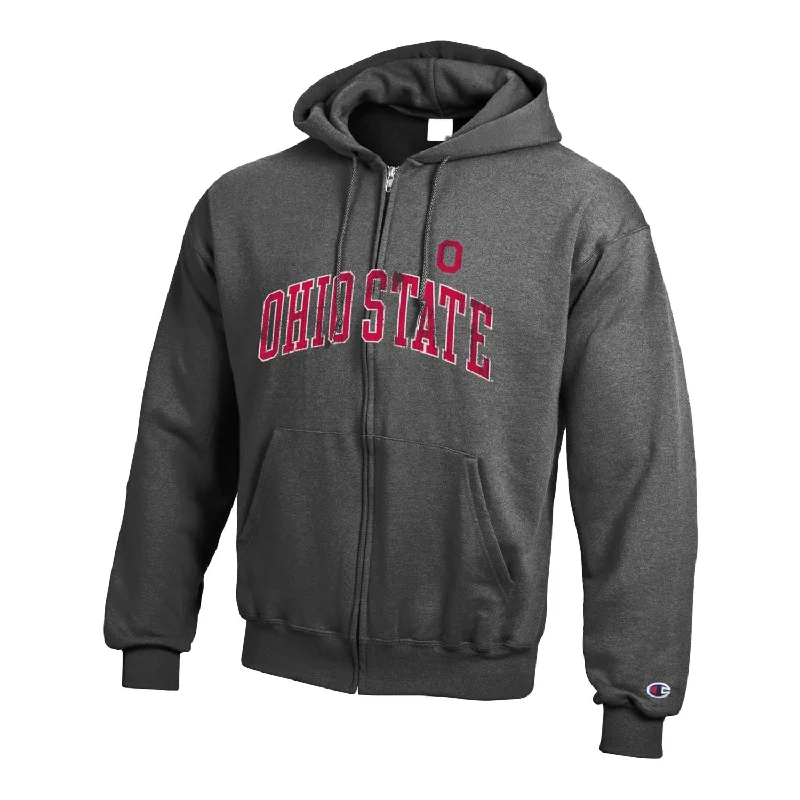 Ohio State Buckeyes Blend Fleece Wool Logo Full Zip Gray Sweatshirt