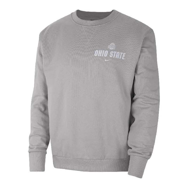 Ohio State Buckeyes Nike Heavy Fleece Team Issue Authentic Gray Crewneck Sweatshirt