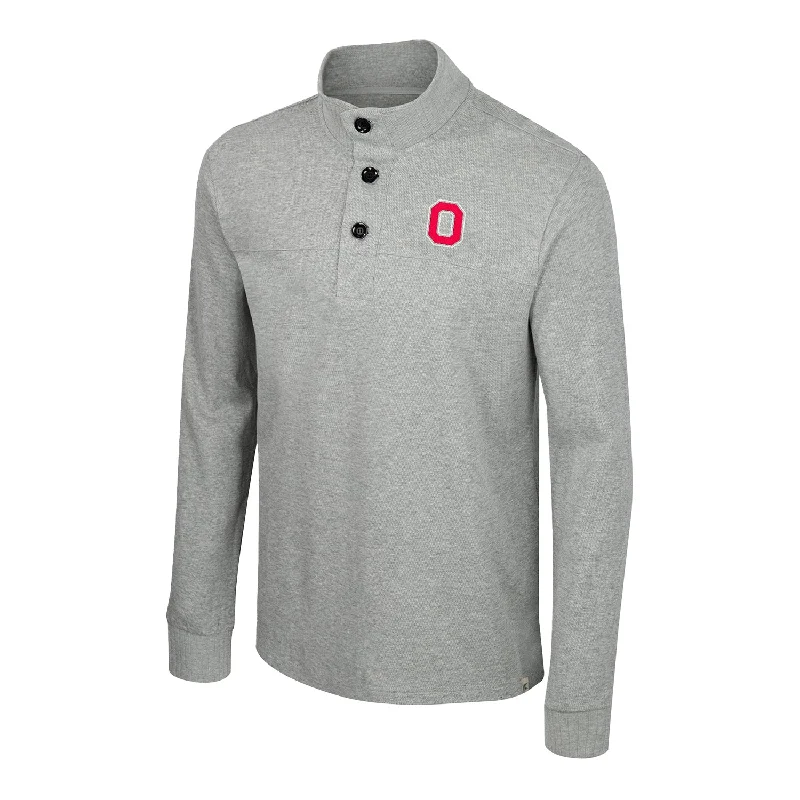 Ohio State Buckeyes Power Shortage 3 Button Gray Sweater