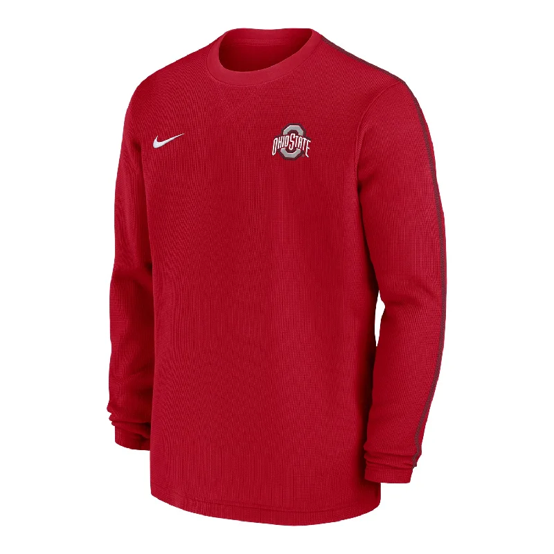 Ohio State Buckeyes Nike Dri-FIT Sideline Coach Scarlet Crewneck Sweatshirt