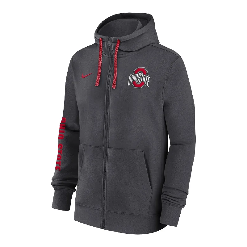 Ohio State Buckeyes Nike Sideline Club Full Zip Gray Sweatshirt