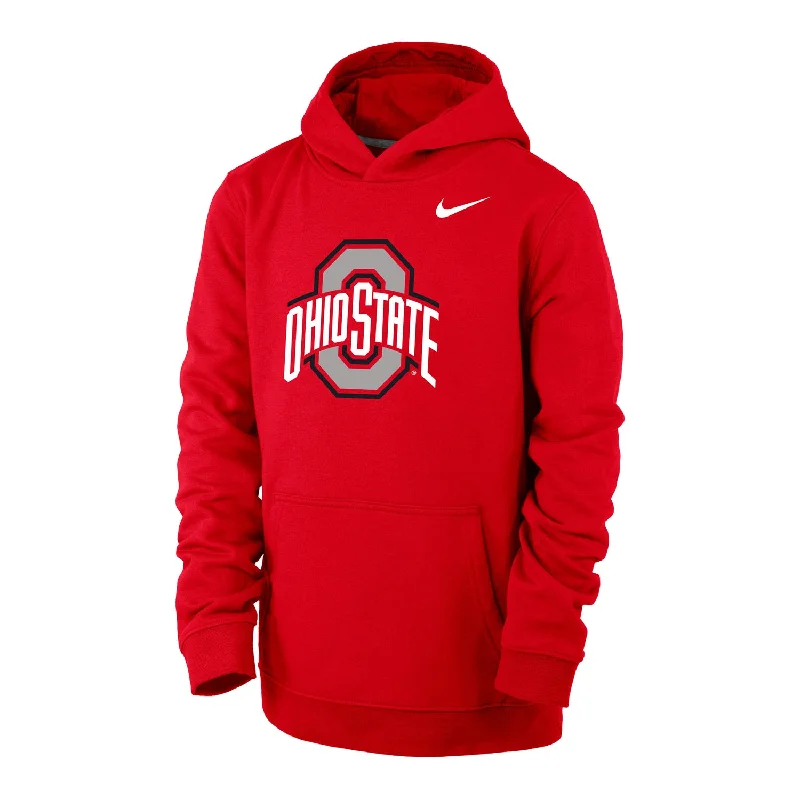 Youth Ohio State Buckeyes Club Hooded Scarlet Sweatshirt