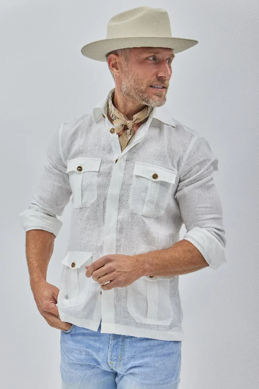 Positano Work Shirt in White Linen