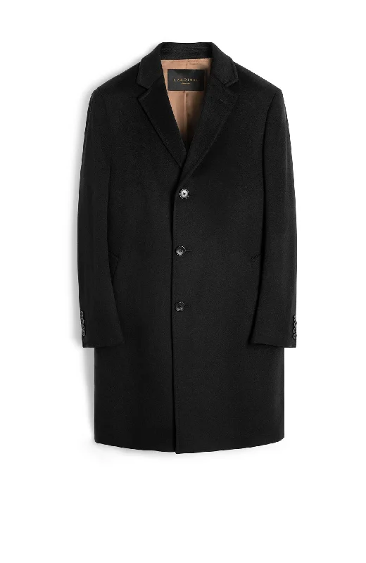 ST-PIERRE BLACK CASHMERE OVERCOAT