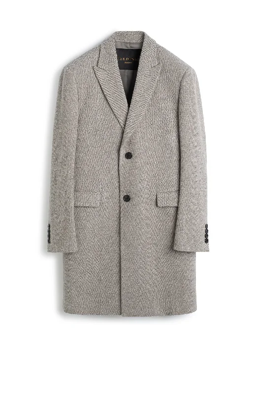 SUTTON STONE HERRINGBONE WOOL & CASHMERE TOPCOAT