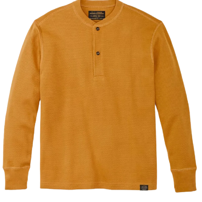 Waffle Knit Henley - Buckthorn Brown