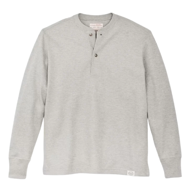 Waffle Knit Henley - Light Heather Gray