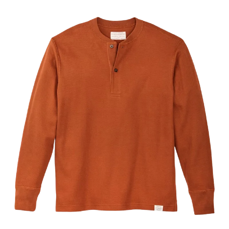 Waffle Knit Henley - Rust