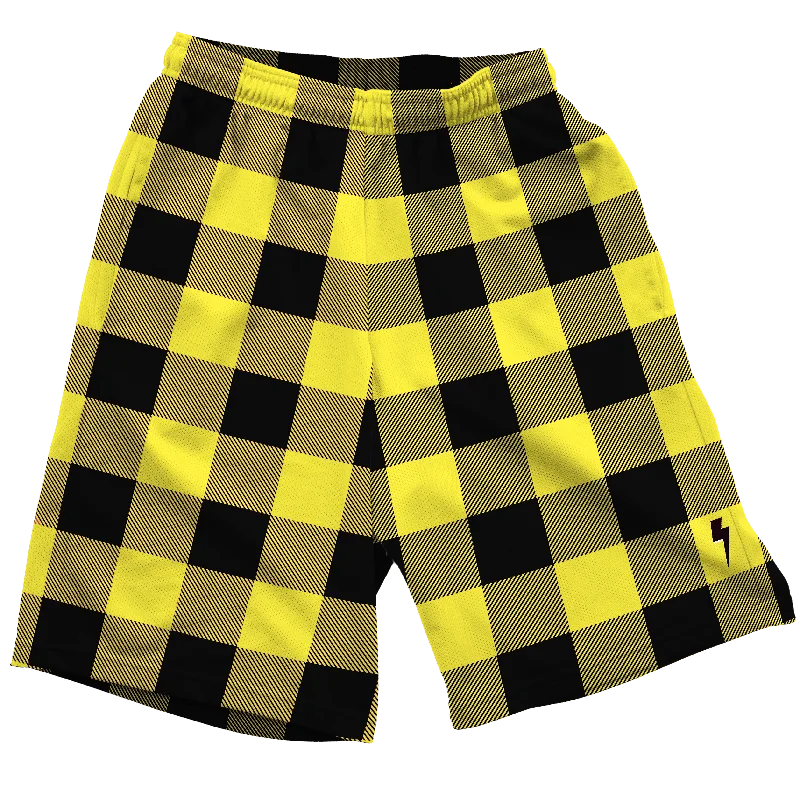 Neon Yellow & Black Plaid Shorts