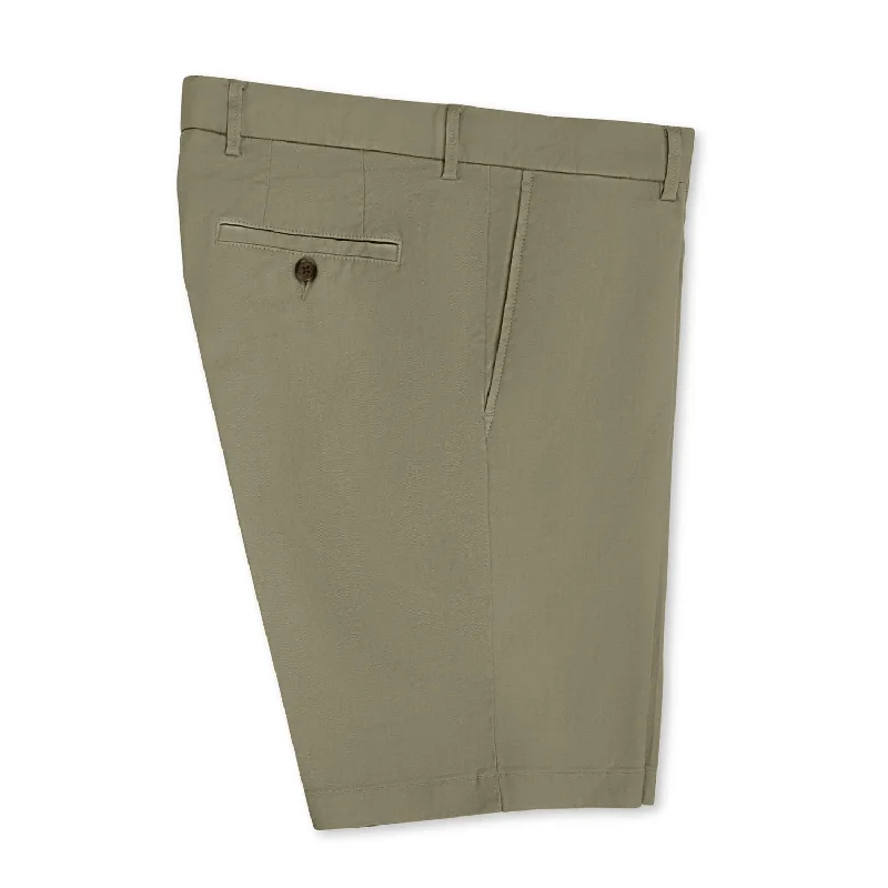 Linen and Cotton Stretch Casual Shorts in Sage by Scott Barber