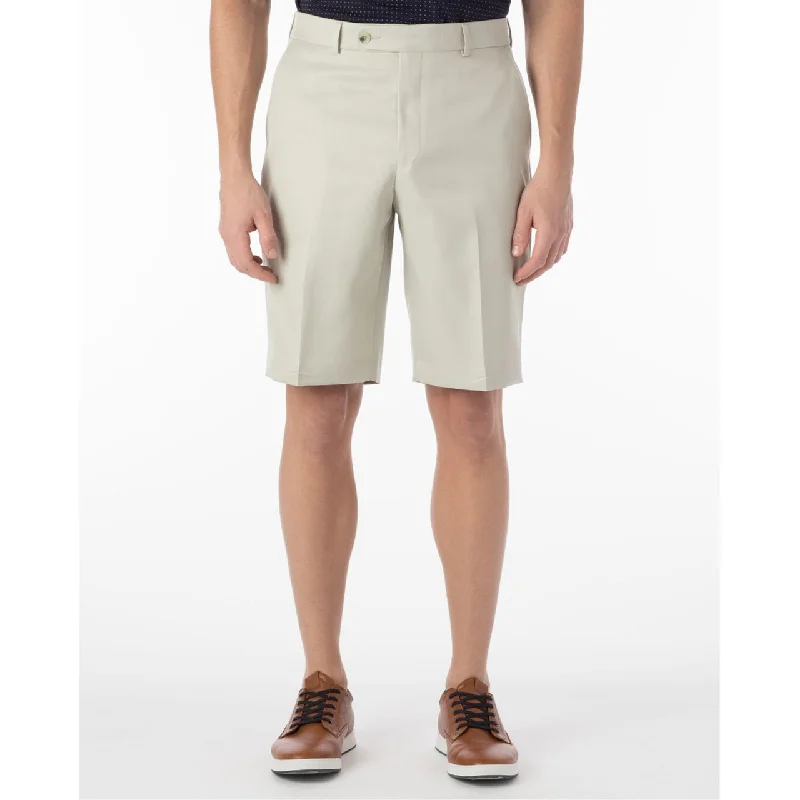 Micro Nano Travel Twill Performance Gabardine Plain Front Shorts in Cream by Ballin