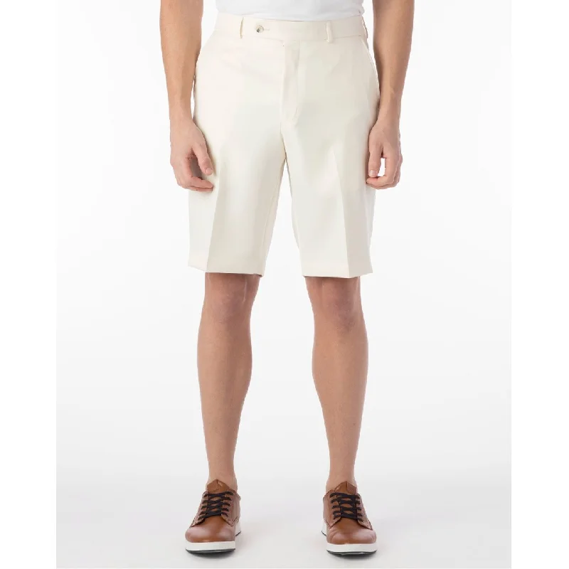 Micro Nano Travel Twill Performance Gabardine Plain Front Shorts in Oyster by Ballin