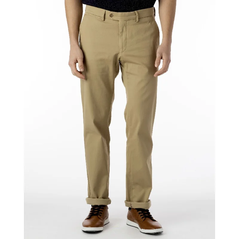 Perma Color Pima Twill Khaki Pants in Khaki (Flat Front Models) by Ballin