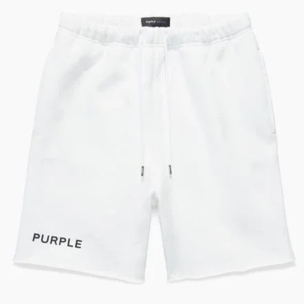 Purple Brand Wordmark Brilliant White Heavyweight Fleece Short (White)