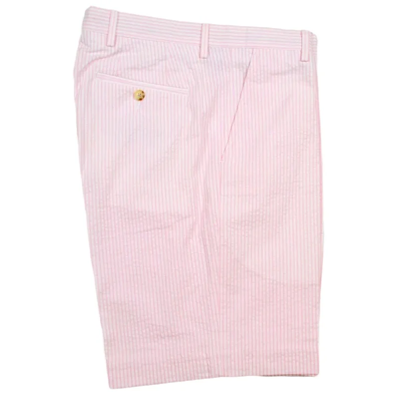 Seersucker Cotton Short in Pink and White (Hampton9 Plain Front) by Berle