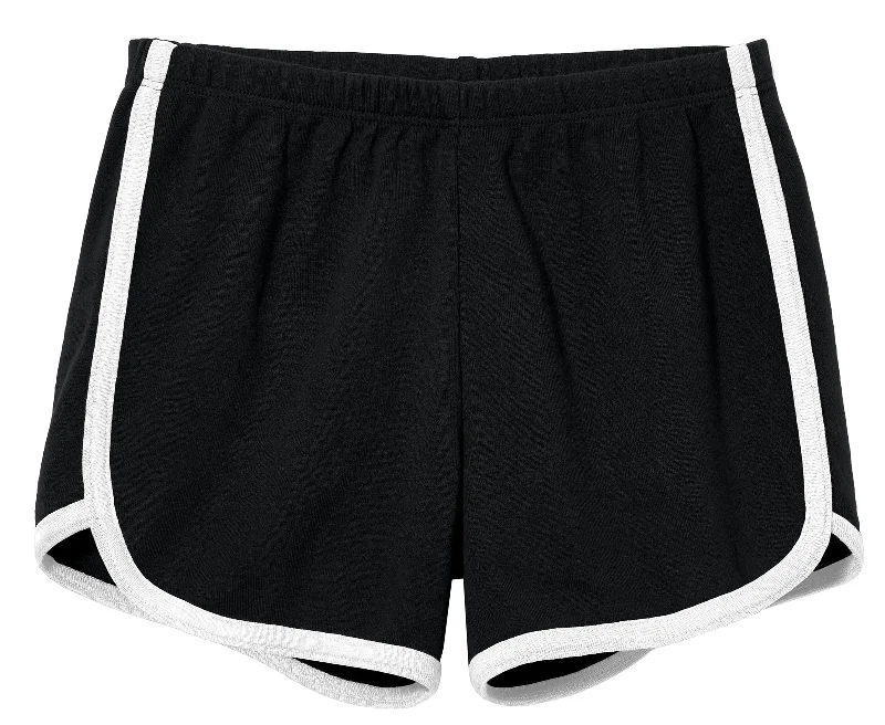 Girls Soft Cotton Knit Short with Trim | Black w. White Trim