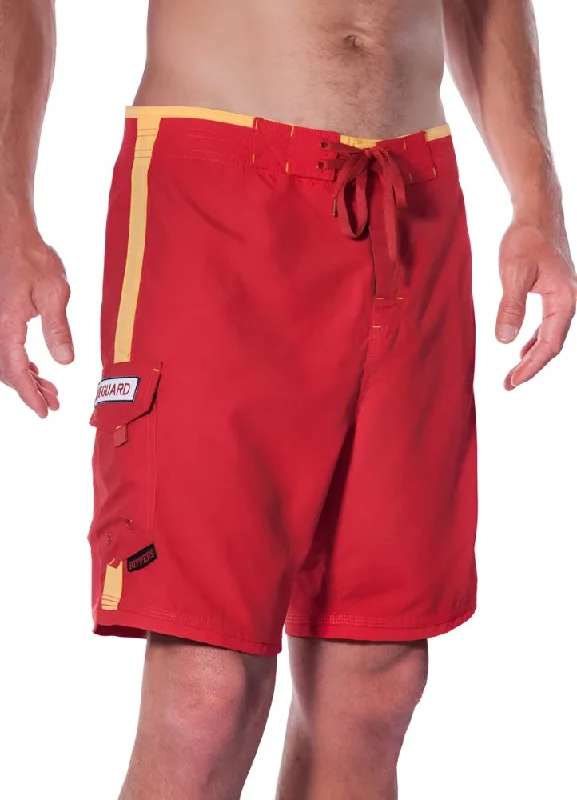 19" Microfiber Hawaiian Lifeguard Uniform Boardshort - Red/Yellow