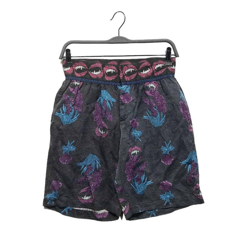 UNDERCOVER/Shorts/1/Cotton/BLK/Floral Pattern/Vampire Rose