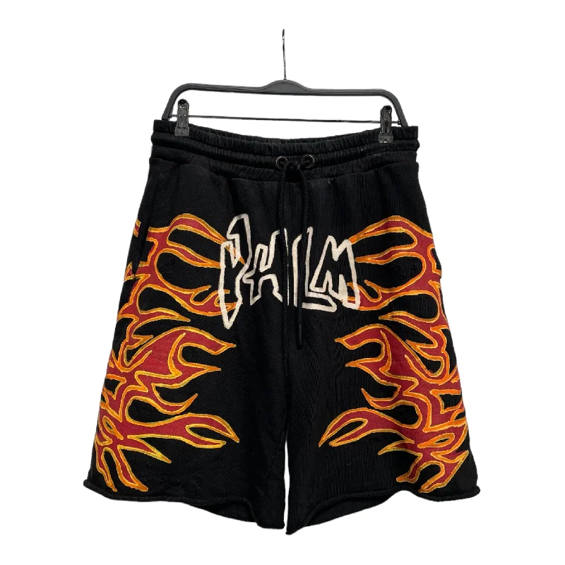 Palm Angels/Shorts/L/Cotton/BLK/Graphic/FLAMES