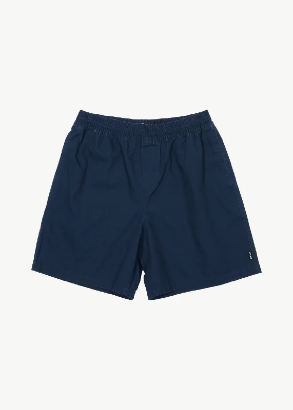 AFENDS Mens Ninety Eights - Baggy Elastic Waist Shorts - Navy