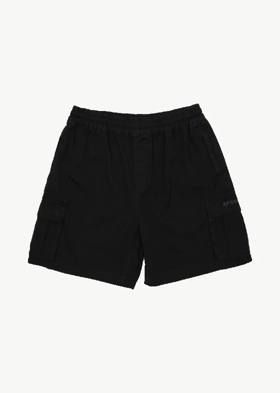 AFENDS Mens Ripped Out 98 - Oversized Cargo Short 20" - Black