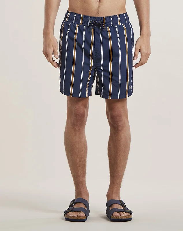 PRETO STRIPED MENS SWIM SHORTS | NAVY