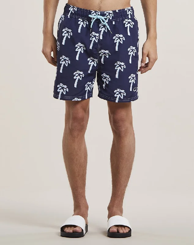 PULCO PALM PRINT MENS SWIM SHORTS | NAVY