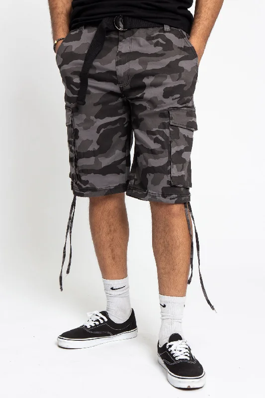 Belted Camo Cargo Shorts