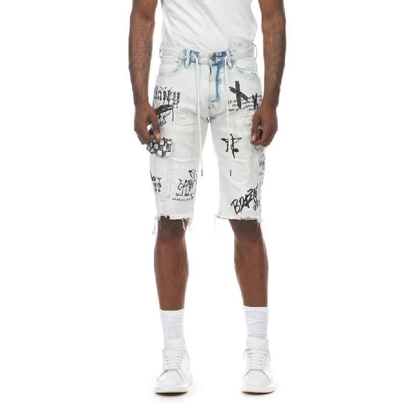 Big and Tall Doodle Cargo Utility Shorts - Rivington Blue