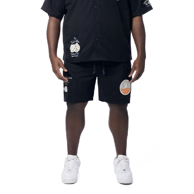 Big and Tall - Fashion Military Windbreaker Shorts - Black