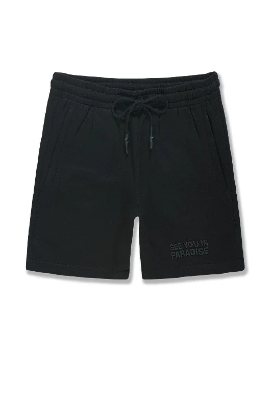 Big Men's Retro Paradise Tonal Shorts (Black)