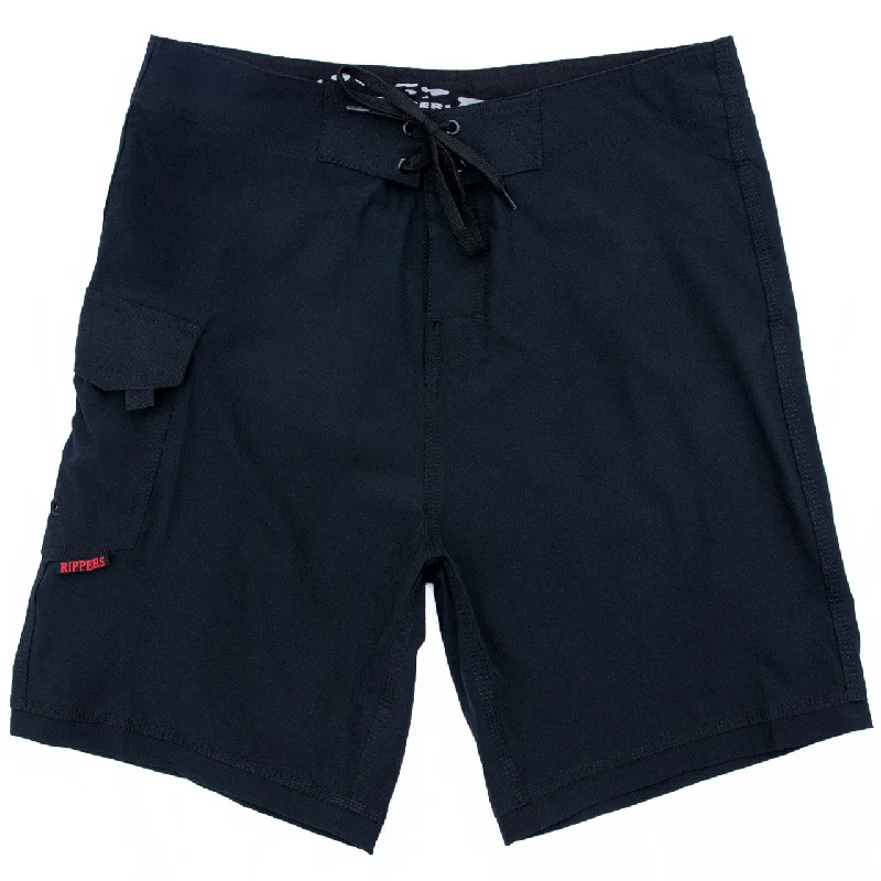 Black 19" Stretch Lifeguard Uniform Boardshort