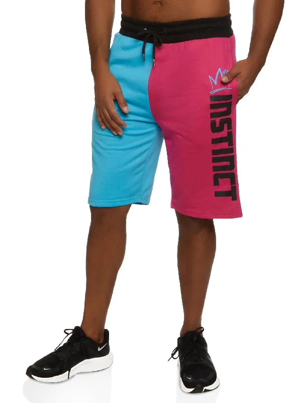 Mens Color Block Graphic Shorts