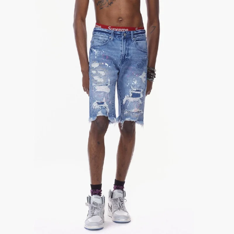 Bleunoir Patched Mending Jean Shorts - Turner Blue