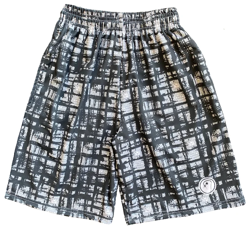 Boys Graphic Plaid Lacrosse Shorts - Black