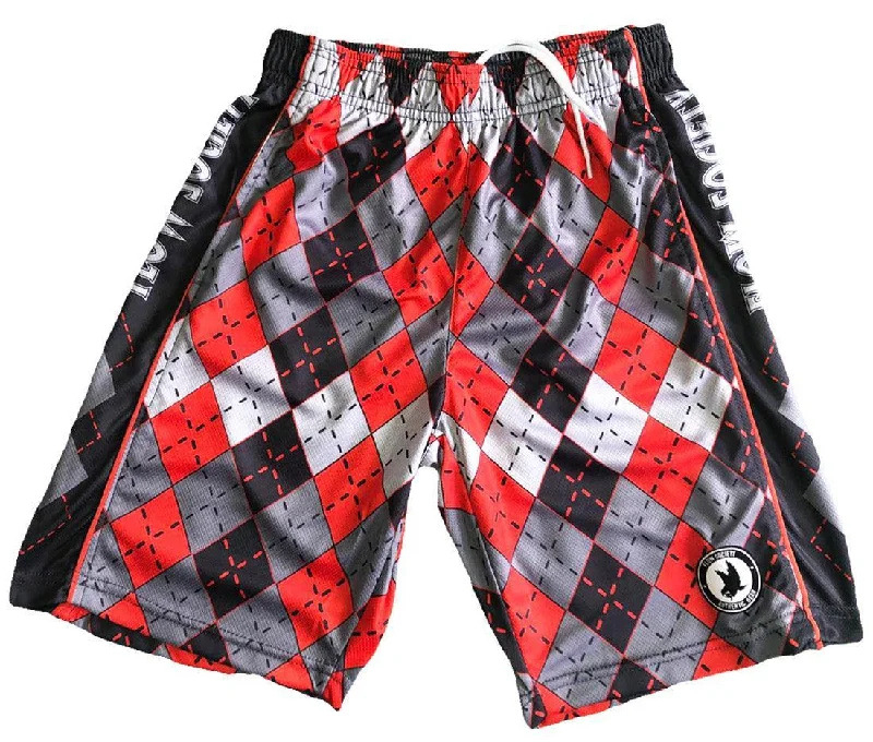 Boys Red & Grey Argyle Shorts