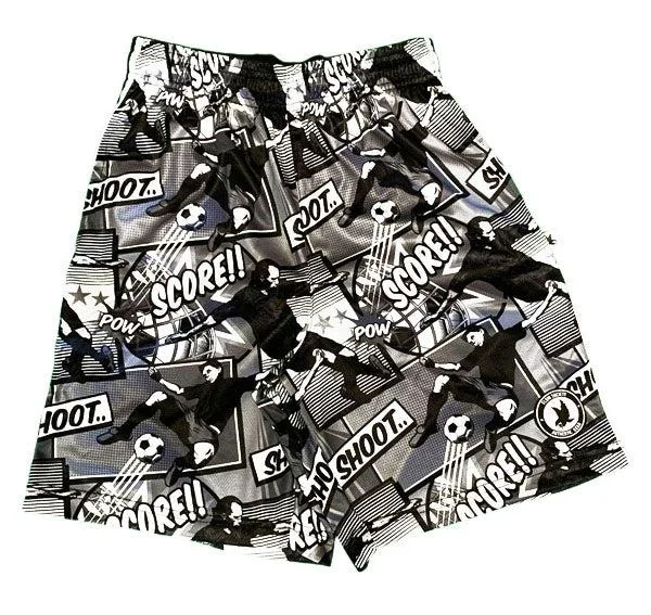 Boys Black and Silver Comic Soccer Attack Short