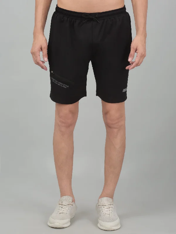 Men's Black Solid Stretchable Activewear Shorts